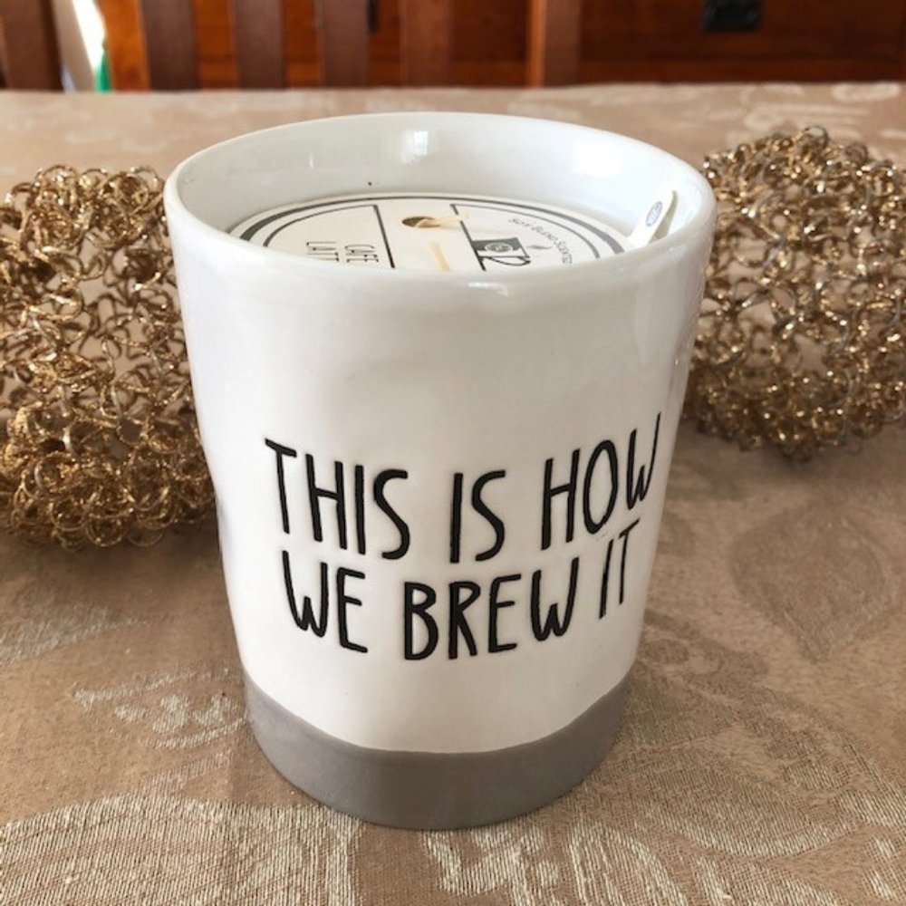 Huntington Home Cafe Latte scented 2 wick "This is how we brew it " candle - new